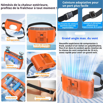 Ventilateur 100 niveaux de vitesse du vent 10000mah ventilateur de refroidissement portable pour semi-conducteurs ceinture réglable